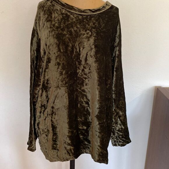 CP Shades sz M long sleeve green velvet tunic top great pre owned condition - Picture 1 of 6